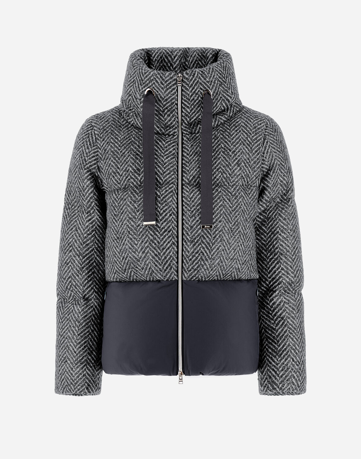 Herno ラミネート ヘリンボーン エコエイジ ケープ In Grey