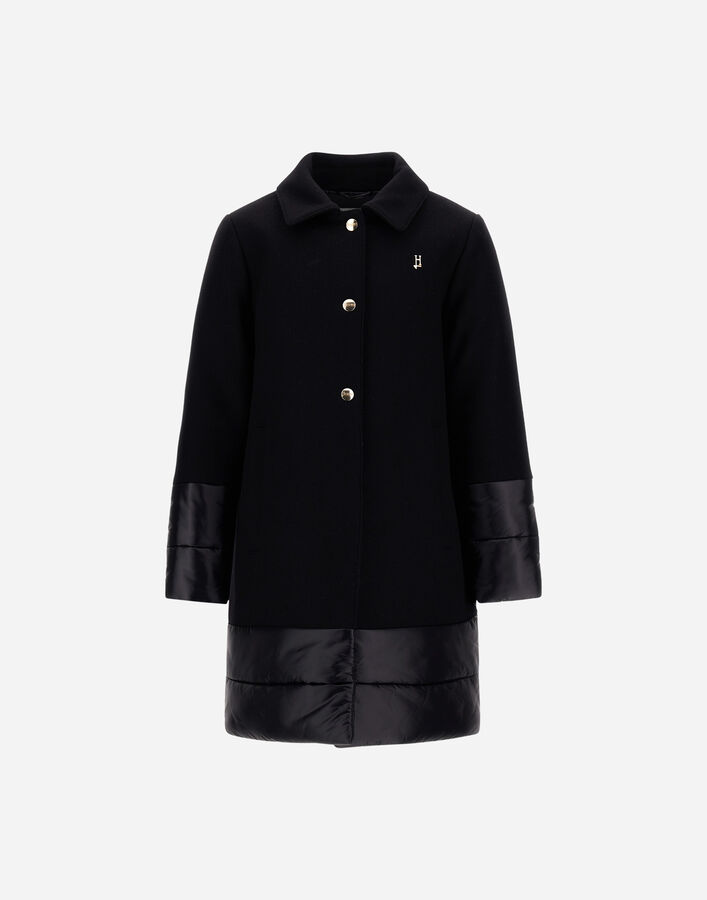 Herno BUTTONED COAT IN ECOWOOL AND NYLON ULTRALIGHT Black CA000020G333449300