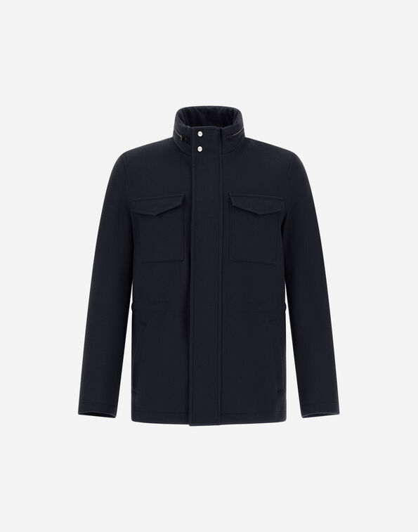 Herno FIELD JACKET IN CASHMERE, WOOL AND SUEDE EFFECT Navy Blue FI000156U333189200