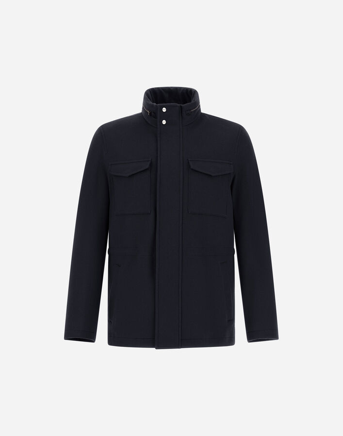 Herno FIELD JACKET IN CASHMERE, WOOL AND SUEDE EFFECT Navy Blue FI000156U333189200
