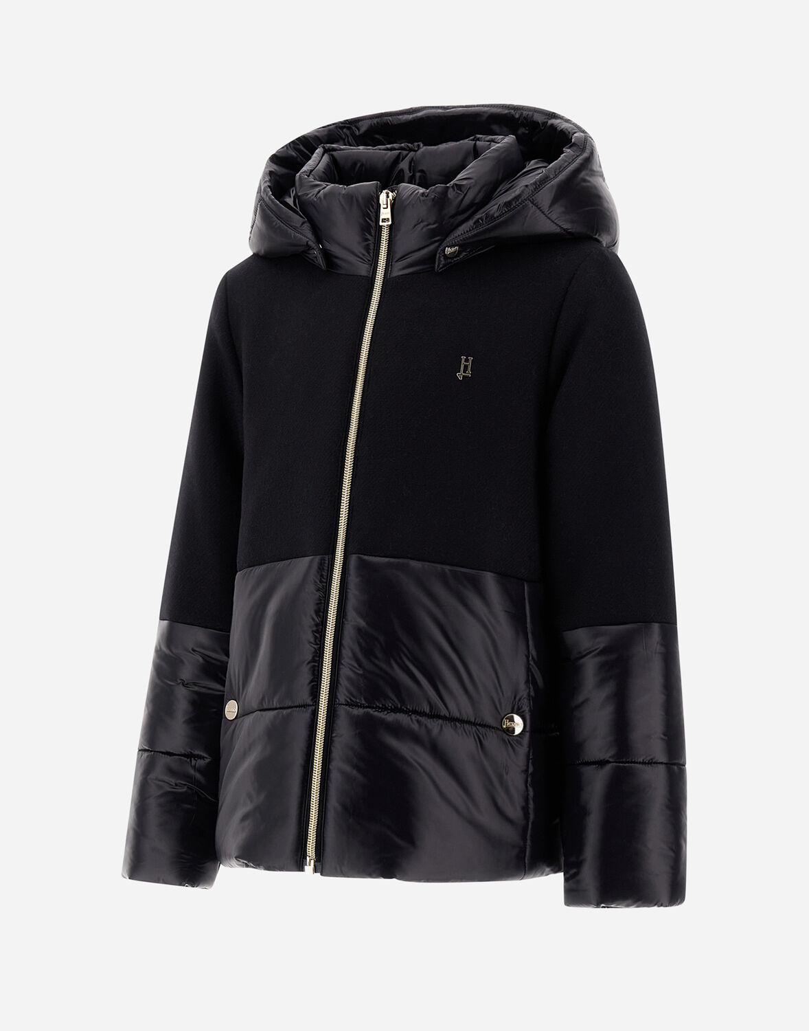Herno Cape In Ecowool And Nylon Ultralight In Black