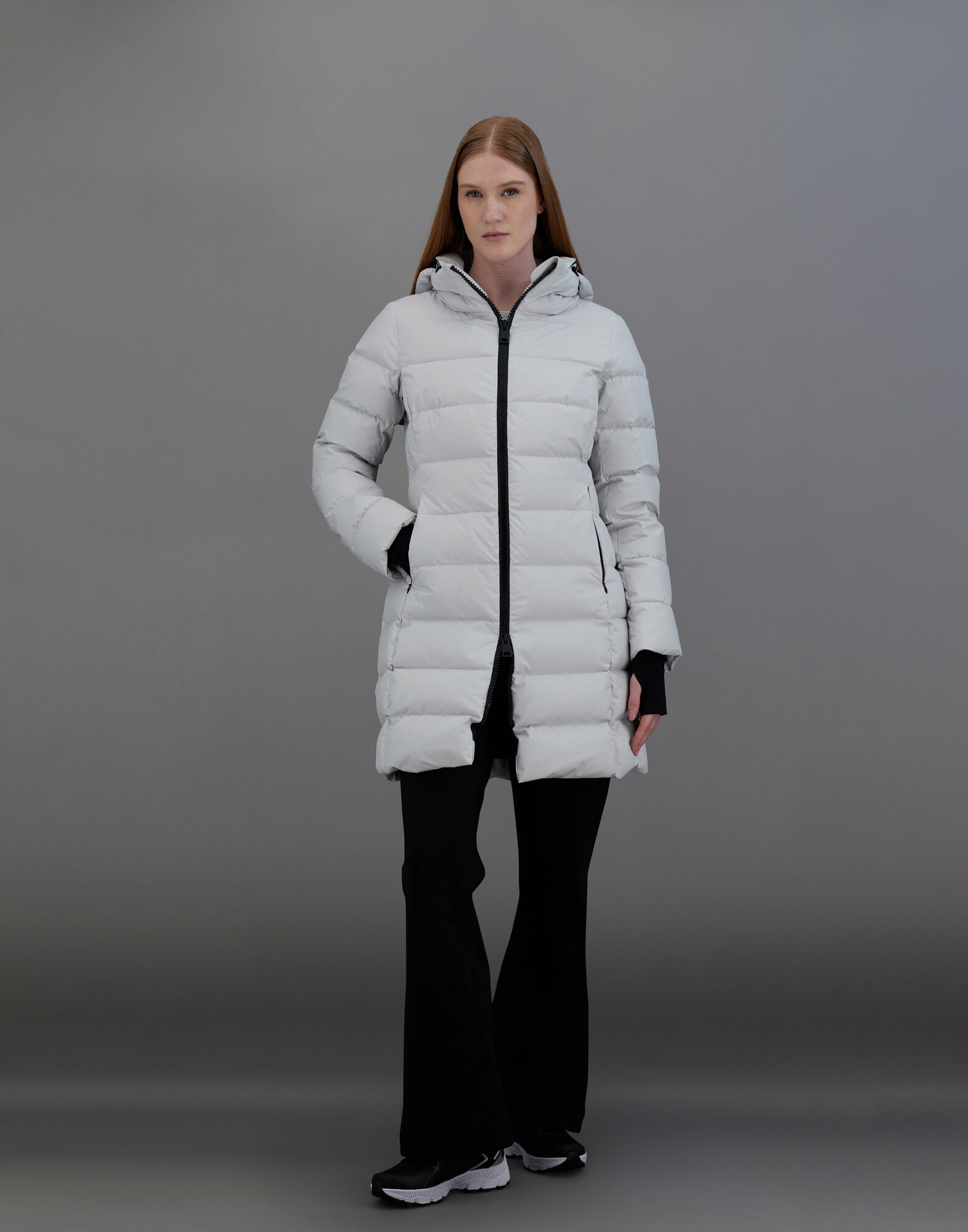 LAMINAR SLIM FIT COAT IN GORE TEX INFINIUM WINDSTOPPER in Ice for Women Herno
