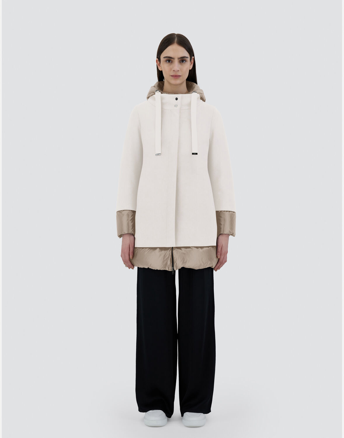 Herno A-shape Jacket In Ecowool And Nylon Ultralight In Chantilly