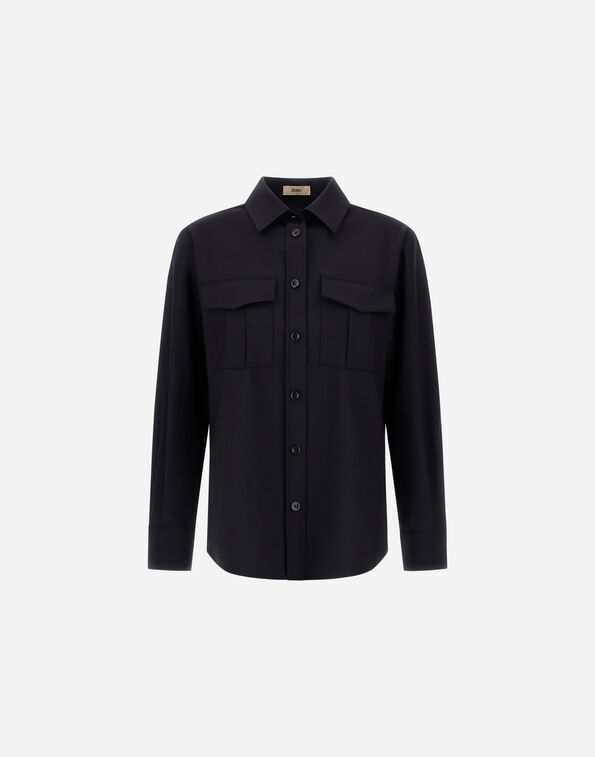 Herno SHIRT IN LIGHT STRETCH WOOLLY Navy Blue CM000048D128089200