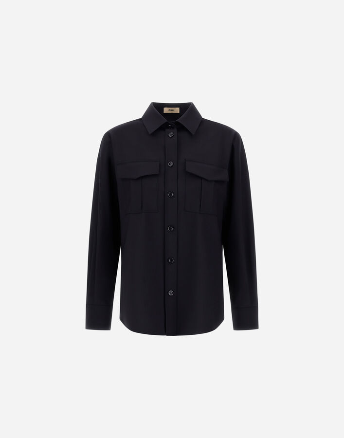 Herno SHIRT IN LIGHT STRETCH WOOLLY Navy Blue CM000048D128089200
