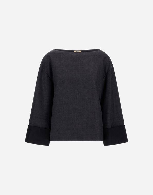 Herno TOP IN STRETCH WOOL GABARDINE AND VISCOSE SATIN Iron BL000066D334539487