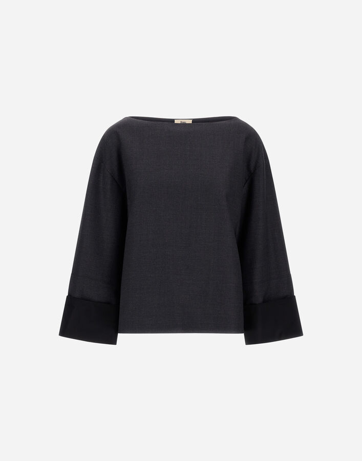 Herno TOP IN STRETCH WOOL GABARDINE AND VISCOSE SATIN Iron BL000066D334539487