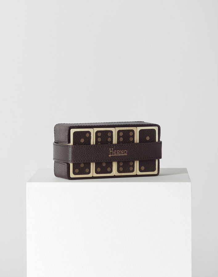 Herno WOOD AND LEATHER DOMINOES SET Dark Brown DOMINOLEGNO018800