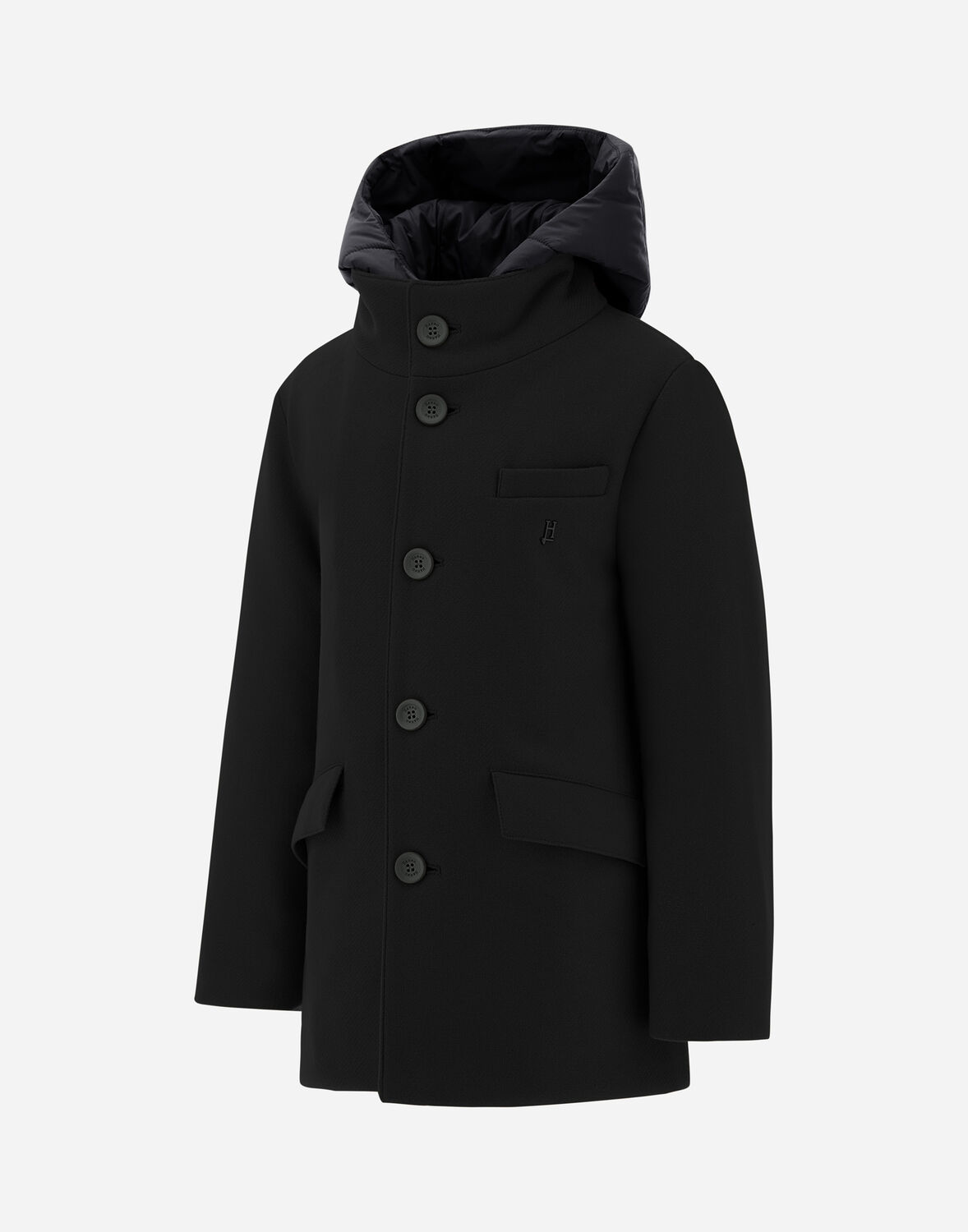 Herno Coat In Ecowool And Nylon Chamonix In Black