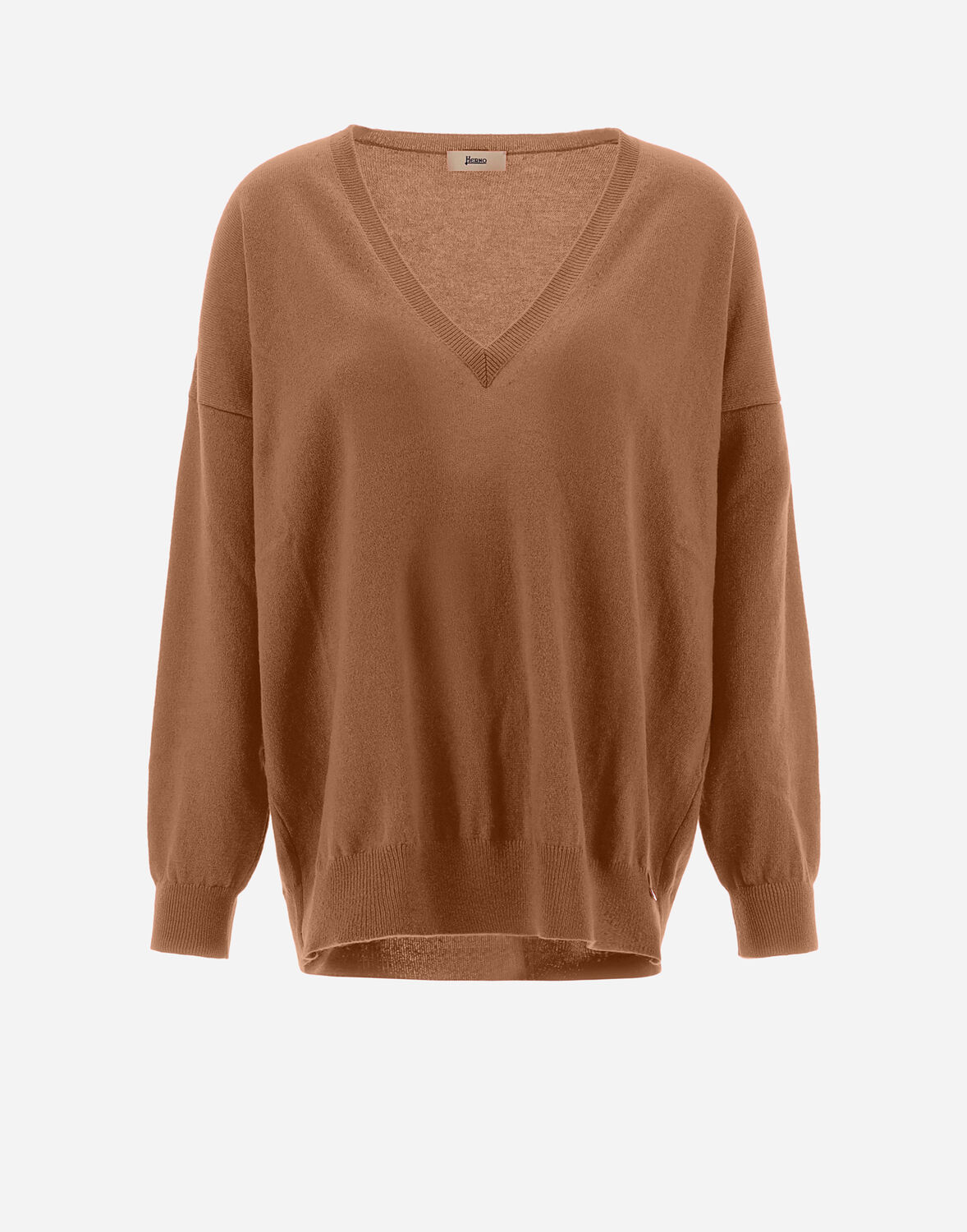 Herno Eternity Vネックセーター In Camel