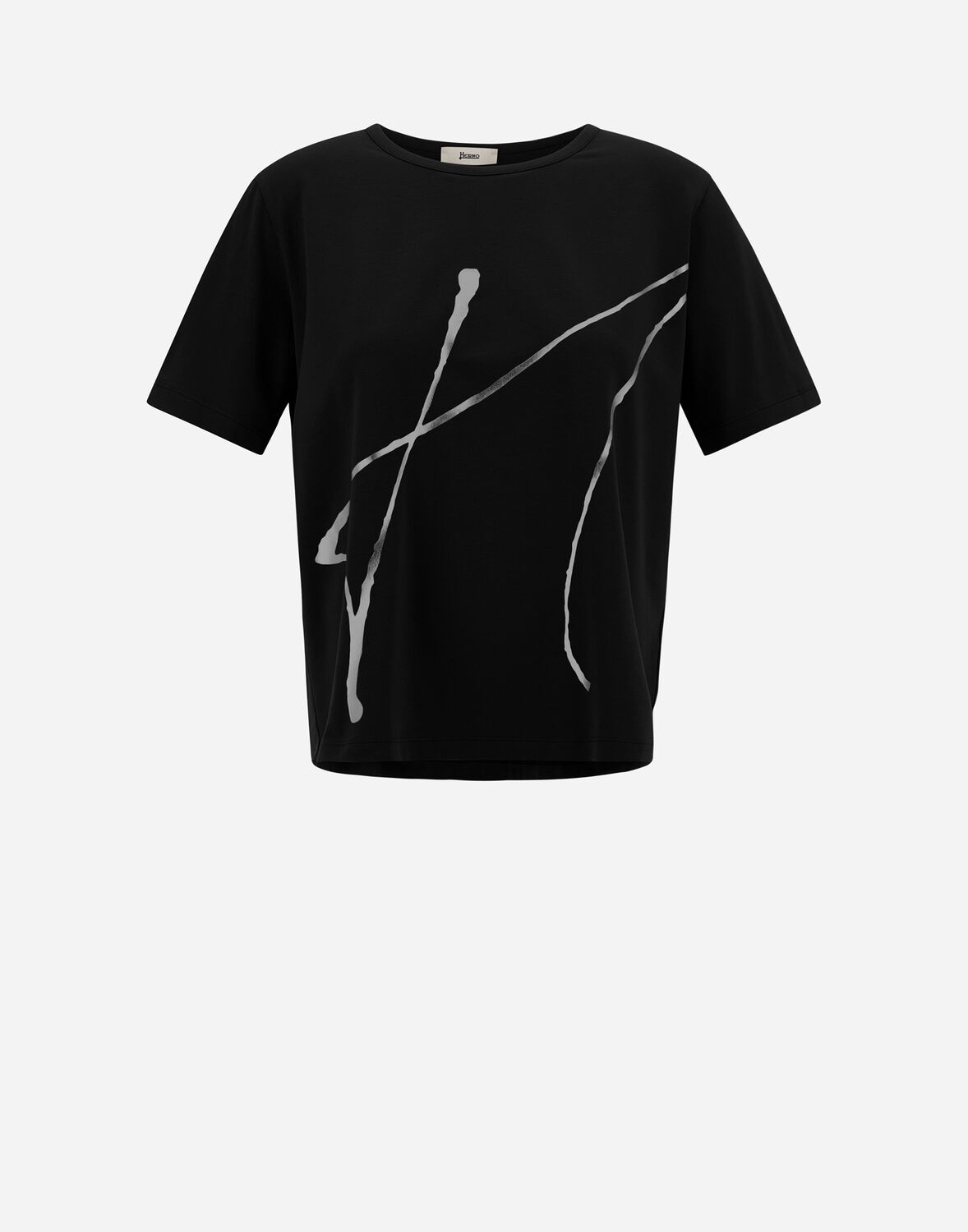 Herno Woman T-shirt Black Size 2 Cotton, Elastane, Polyester In Black