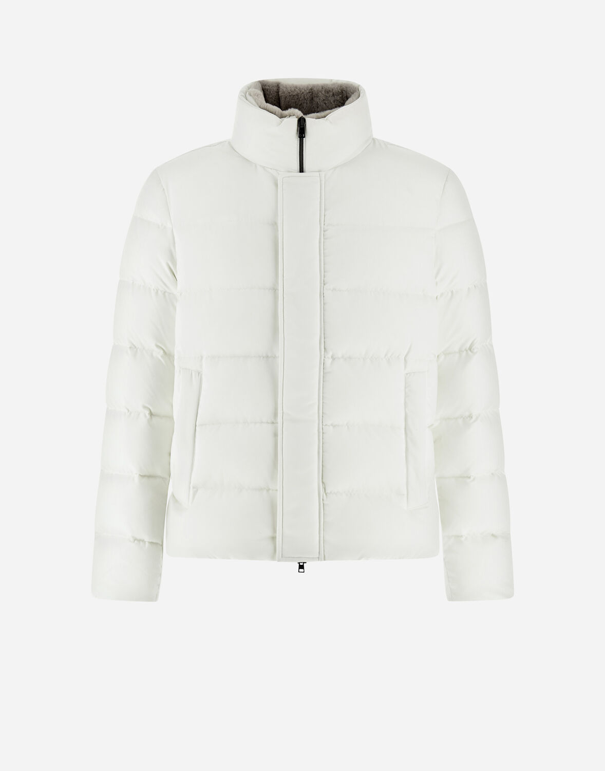 Herno Bomber Jacket In Arendelle And Faux Fur In White