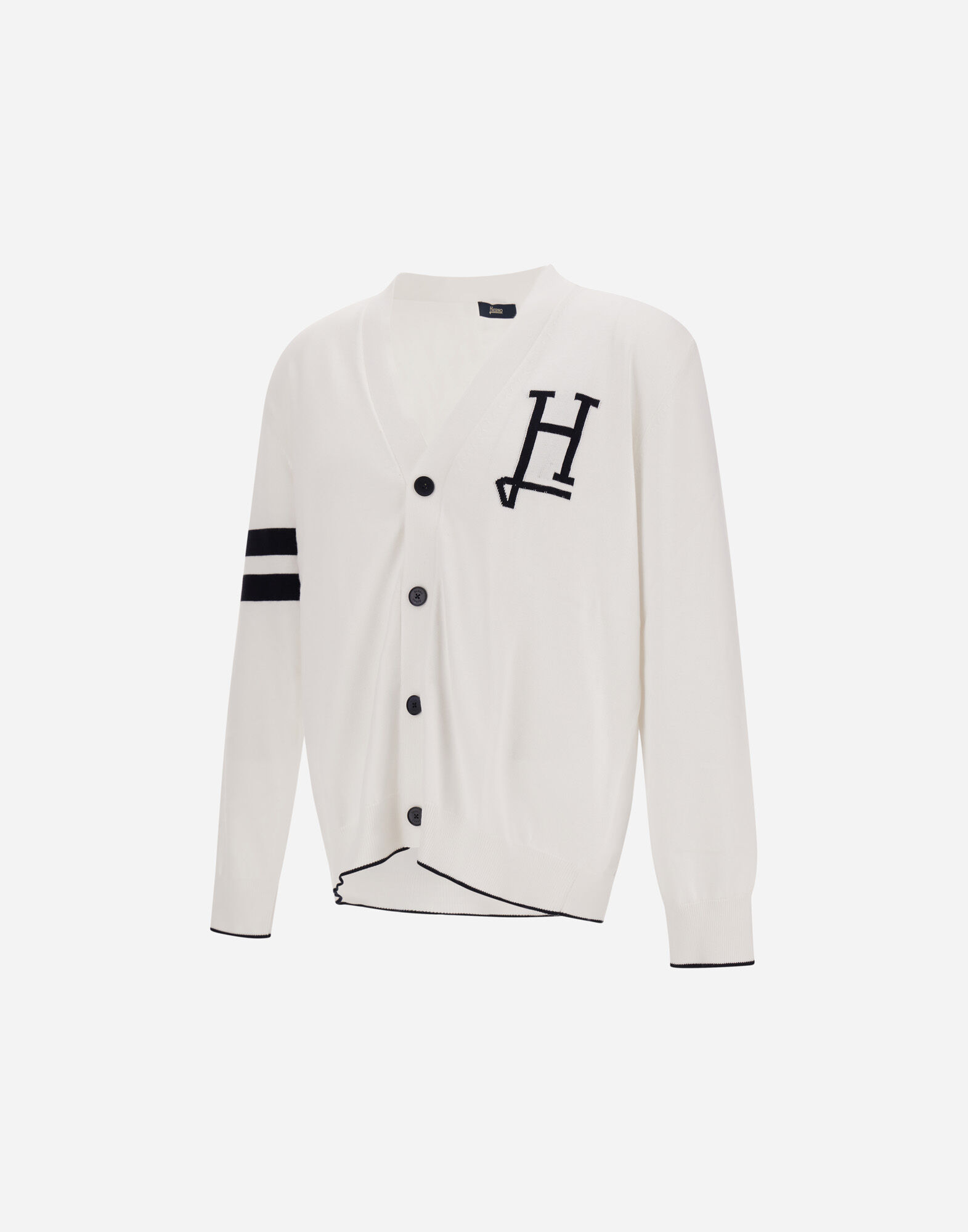 メンズ Hロゴコットン カーディガン ホワイト | Herno® (ヘルノ)