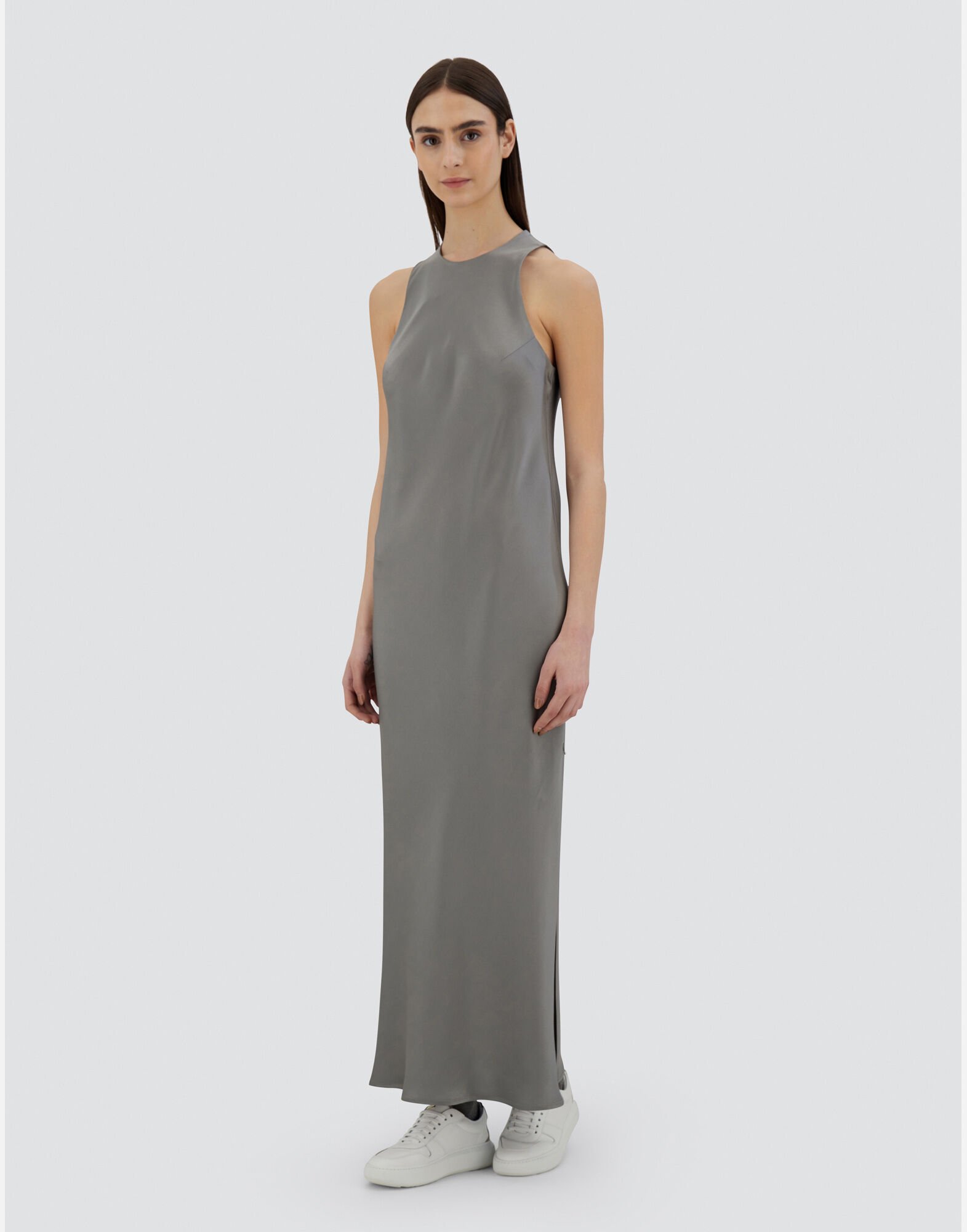 RESORT DRESS IN SATIN EFFECT in Light Grey for Women Herno