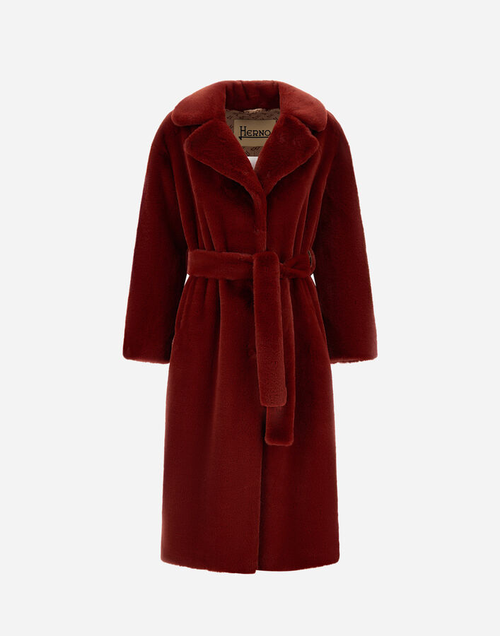 Herno COAT IN SOFT ALTERNATIVE FUR Bordeaux CA000586D124226705