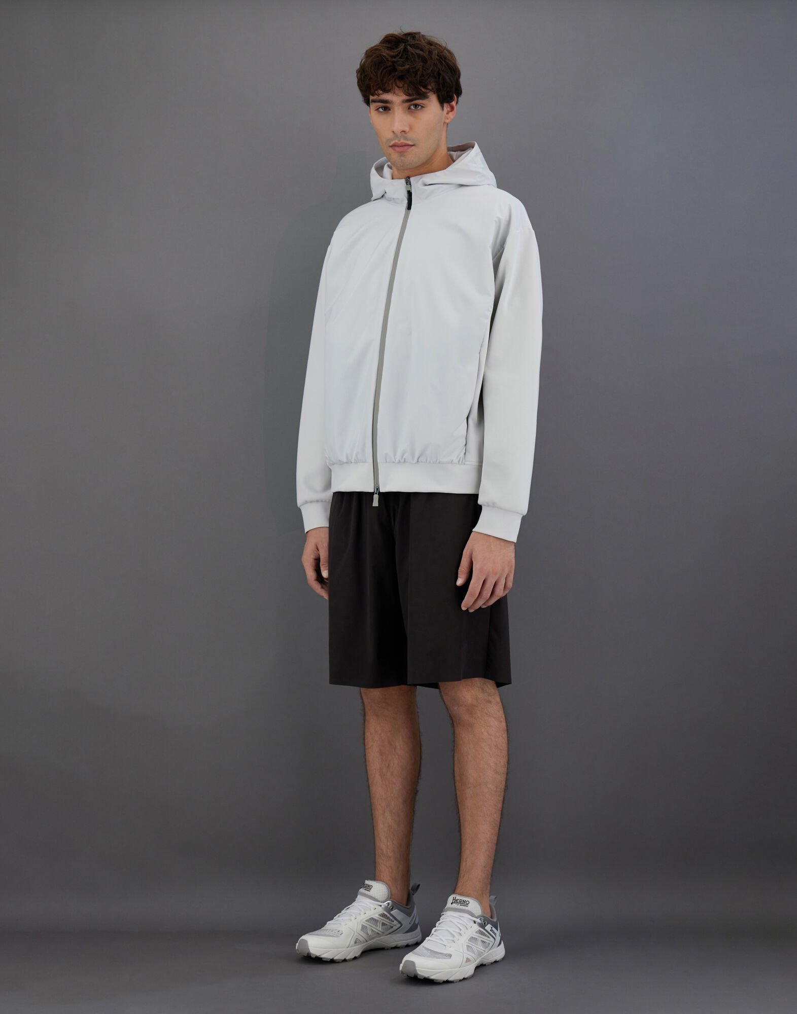 LAMINAR CARDIGAN IN TECH DOUBLE in Ice for Men Herno