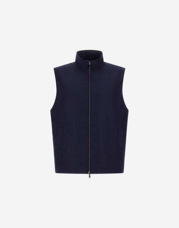Herno VEST IN LUCENT CASHMERE SILK AND CHANGING NYLON Navy Blue GI000636U381279200