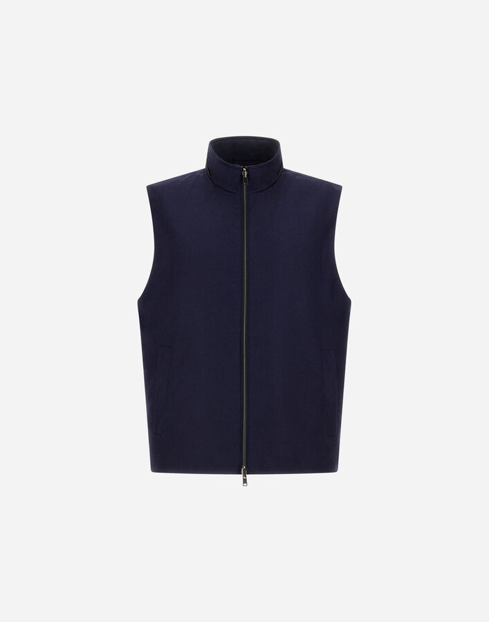 Herno VEST IN LUCENT CASHMERE SILK AND CHANGING NYLON Navy Blue GI000636U381279200