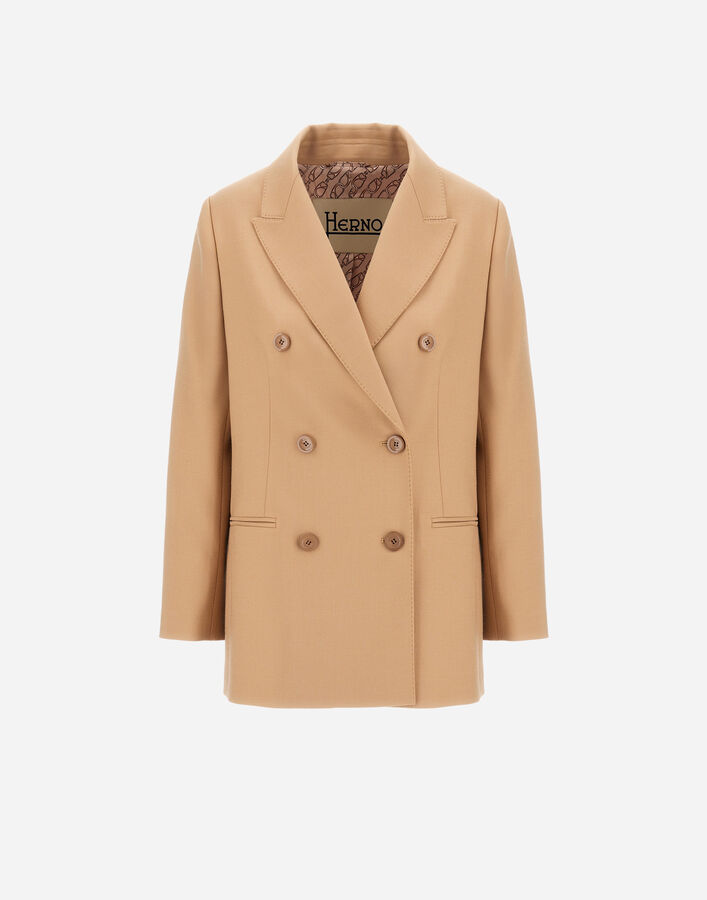 DOUBLE-BREASTED BLAZER IN FLUID WOOL Herno Herno DOUBLE-BREASTED BLAZER IN FLUID WOOL Camel GA000310D334532157