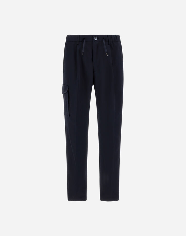 Herno RESORT CARGO TROUSERS IN PURE COTTON Navy Blue PT00039UR132669200