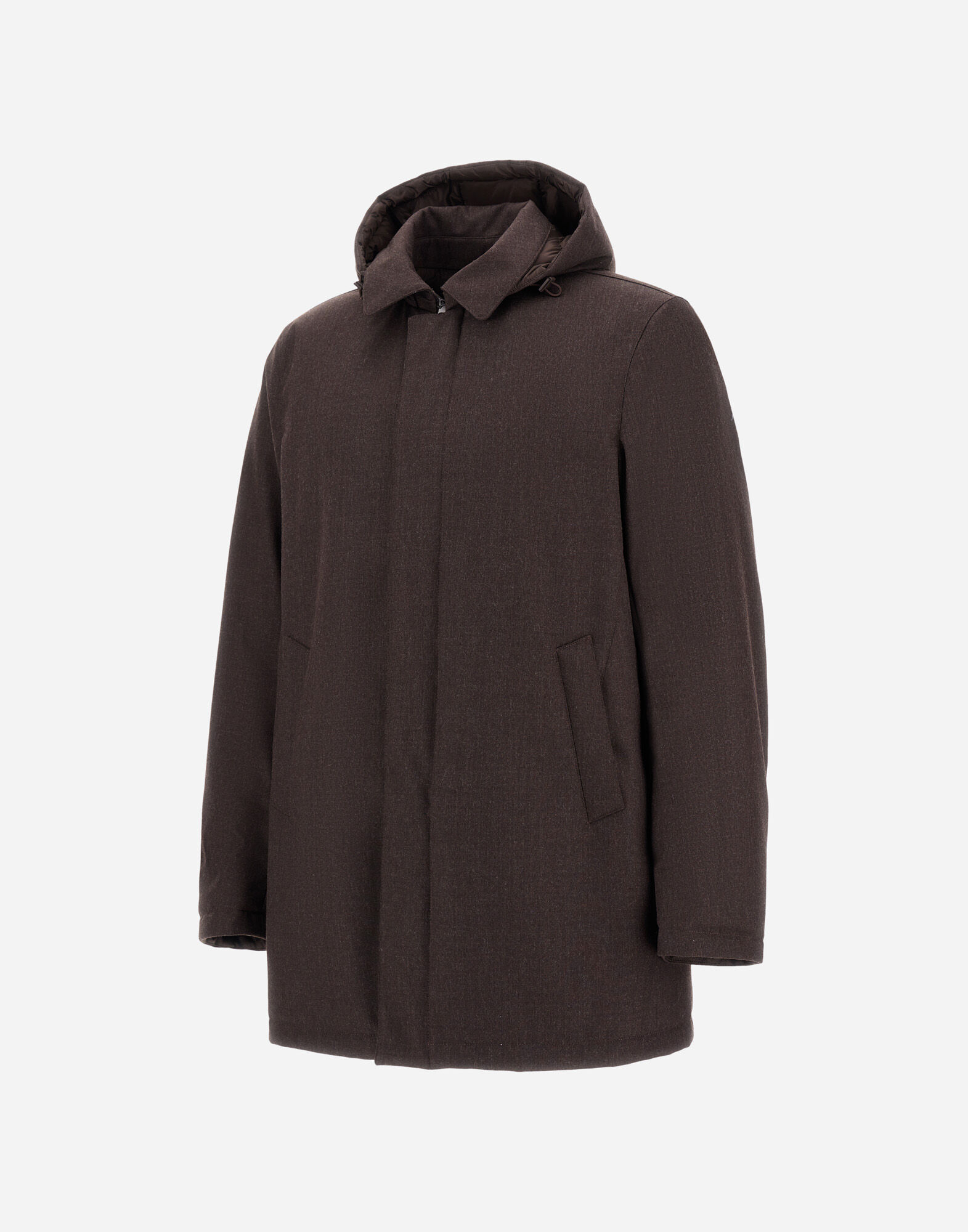 メンズ FLANNEL COAT WITH WATERPROOF MEMBRANE ダークブラウン