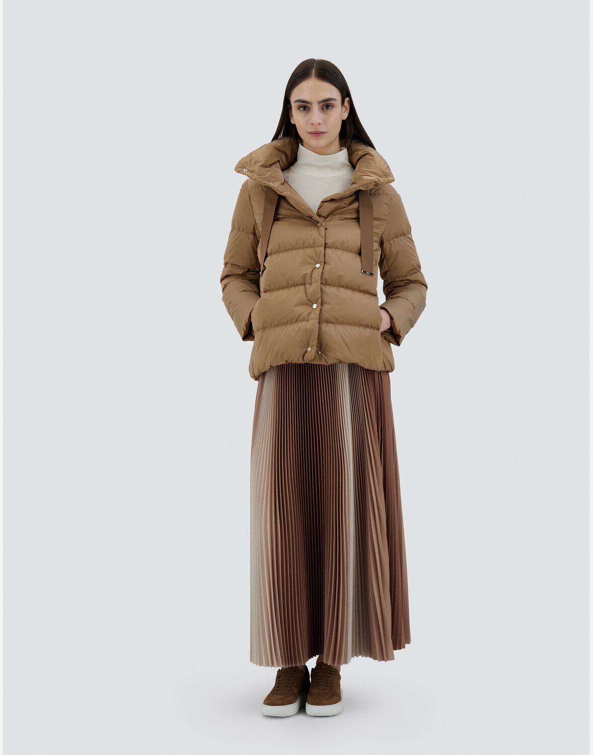 Herno Satin Down Jacket In Camel