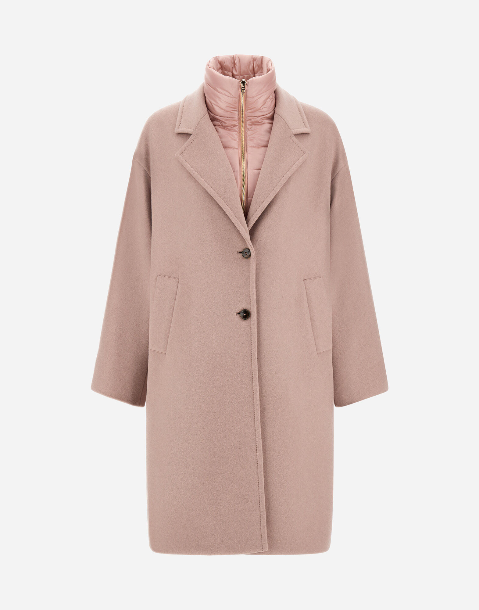 レディース ベロアウール&ナイロンウルトラライト コート ピンク