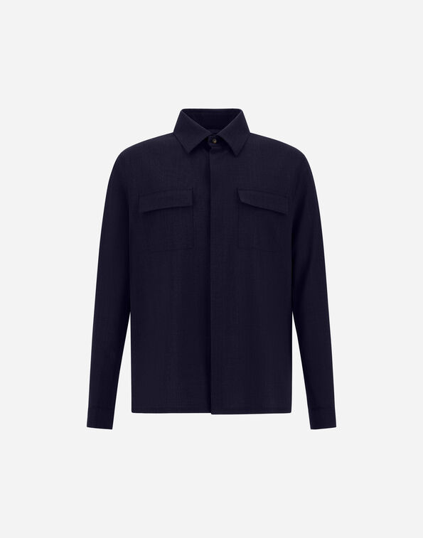 Herno SHIRT IN BI-STRETCH WOOL Navy Blue CM000022U334889200