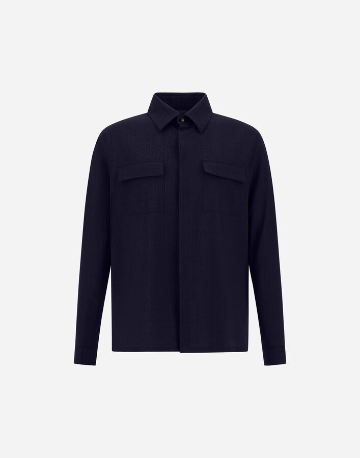 Herno SHIRT IN BI-STRETCH WOOL Navy Blue CM000022U334889200