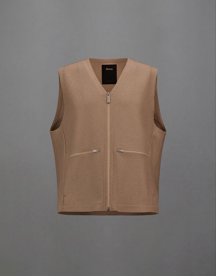 Herno LAMINAR GILET IN COMPACT WOOL Light Camel GI00237UL335372115