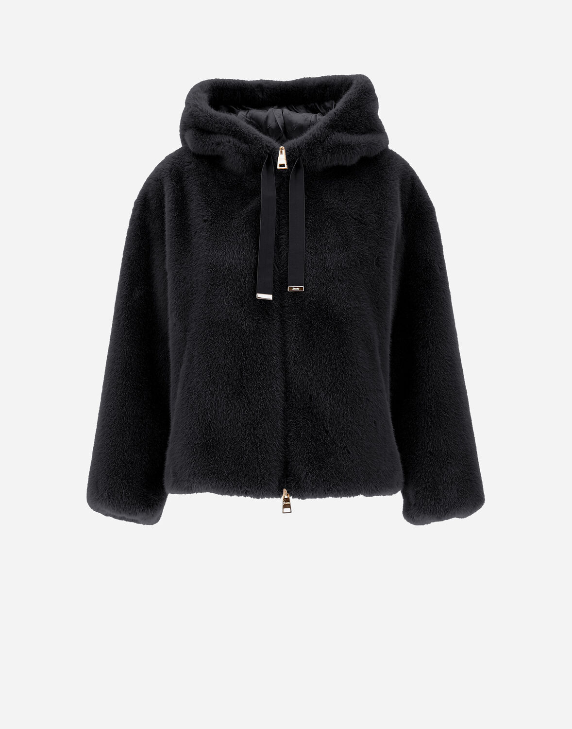 Herno Bomber Soft Faux Fur In Black