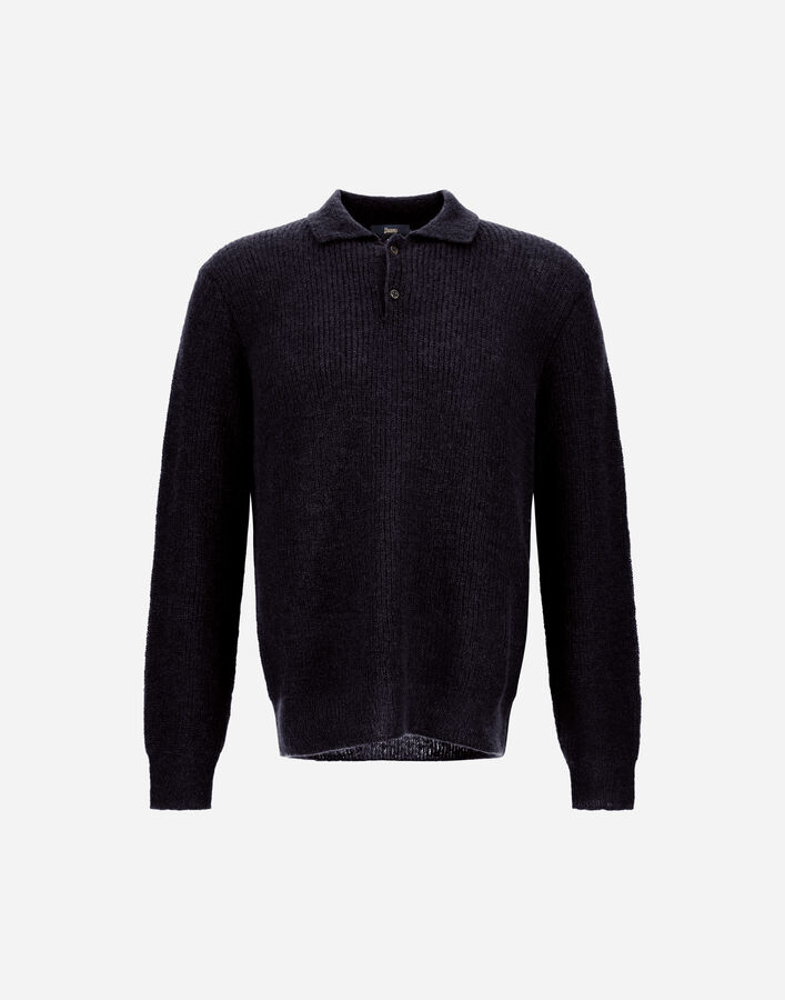 Herno POLO SHIRT IN COB STITCH ALPACA WOOL Navy Blue MPL00004U703129200