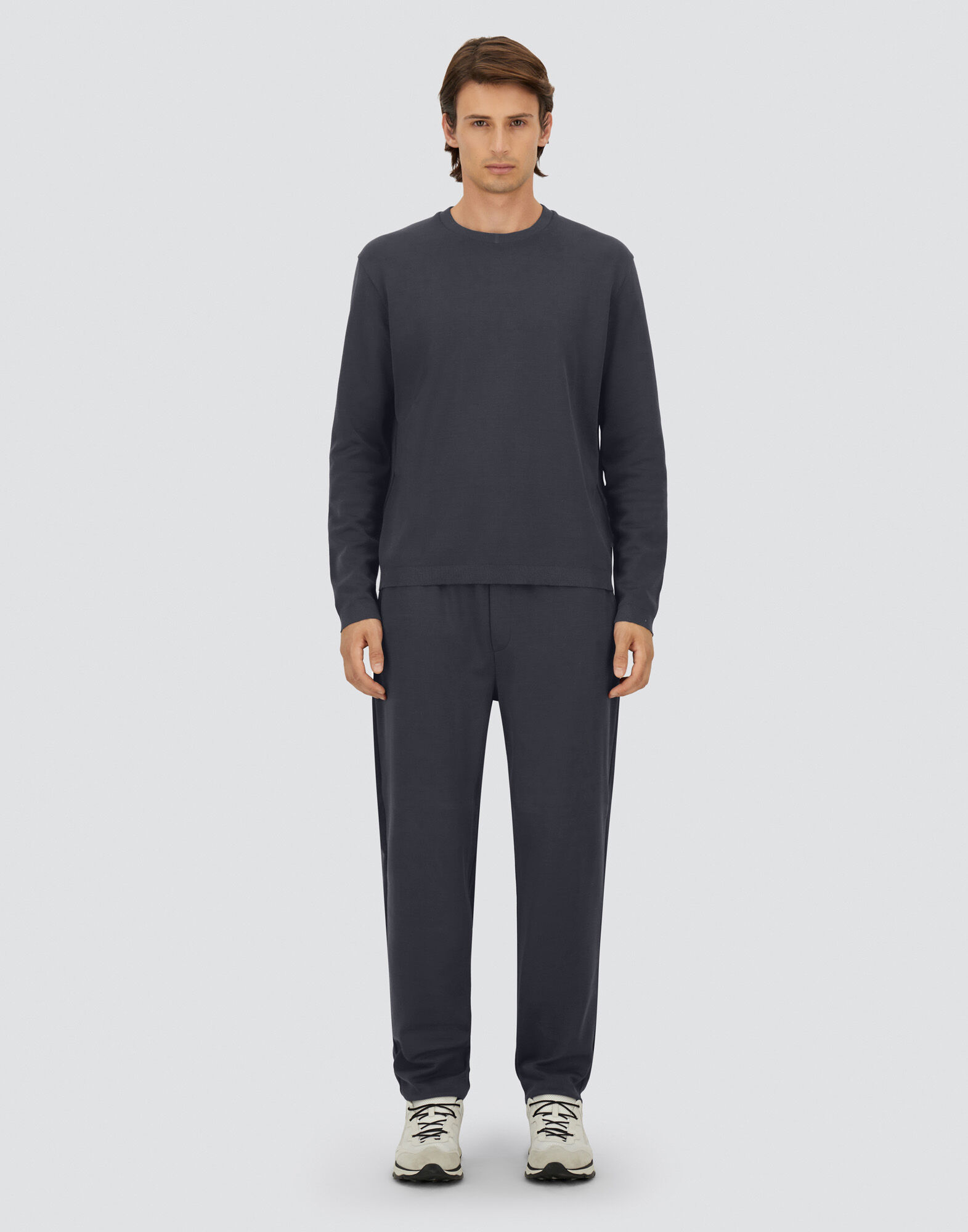メンズ ジャージーニットエフェクト パンツ ダークグレー | Herno