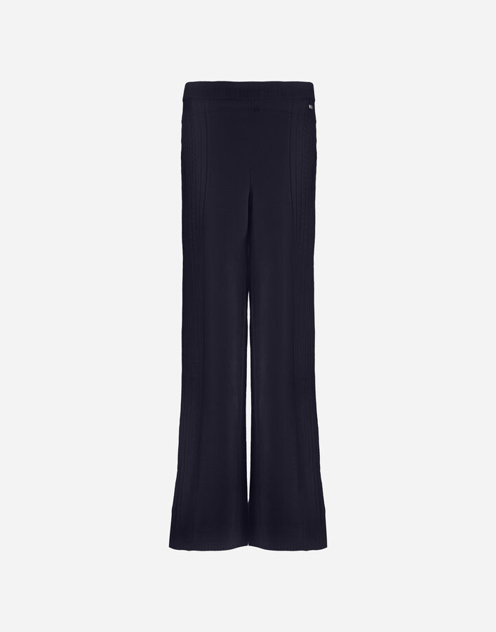 Herno TROUSERS IN RIBBED & BRAIDED MERINO WOOL Dark Blue PT000173D703059290