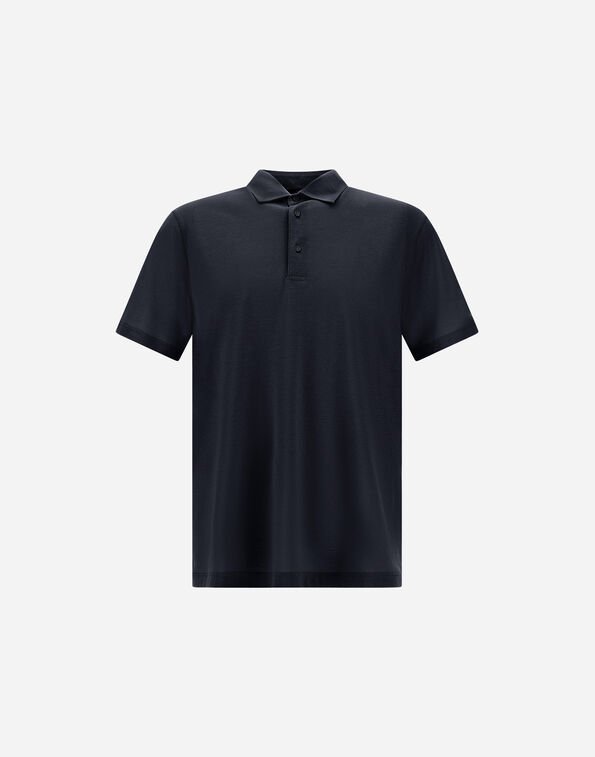 Herno JERSEY CREPE POLO SHIRT Navy Blue JPL00115U520059200