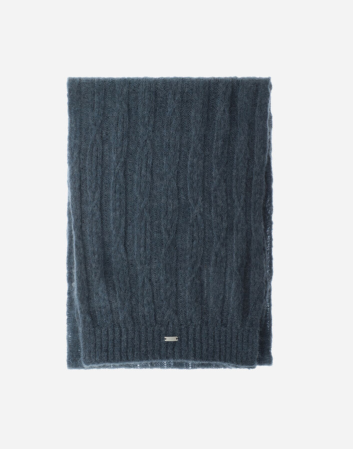 Herno BUFANDA RESORT DE CABLE KNIT ALPACA WOOL Verde azulado medianoche SCP0006DR702759123
