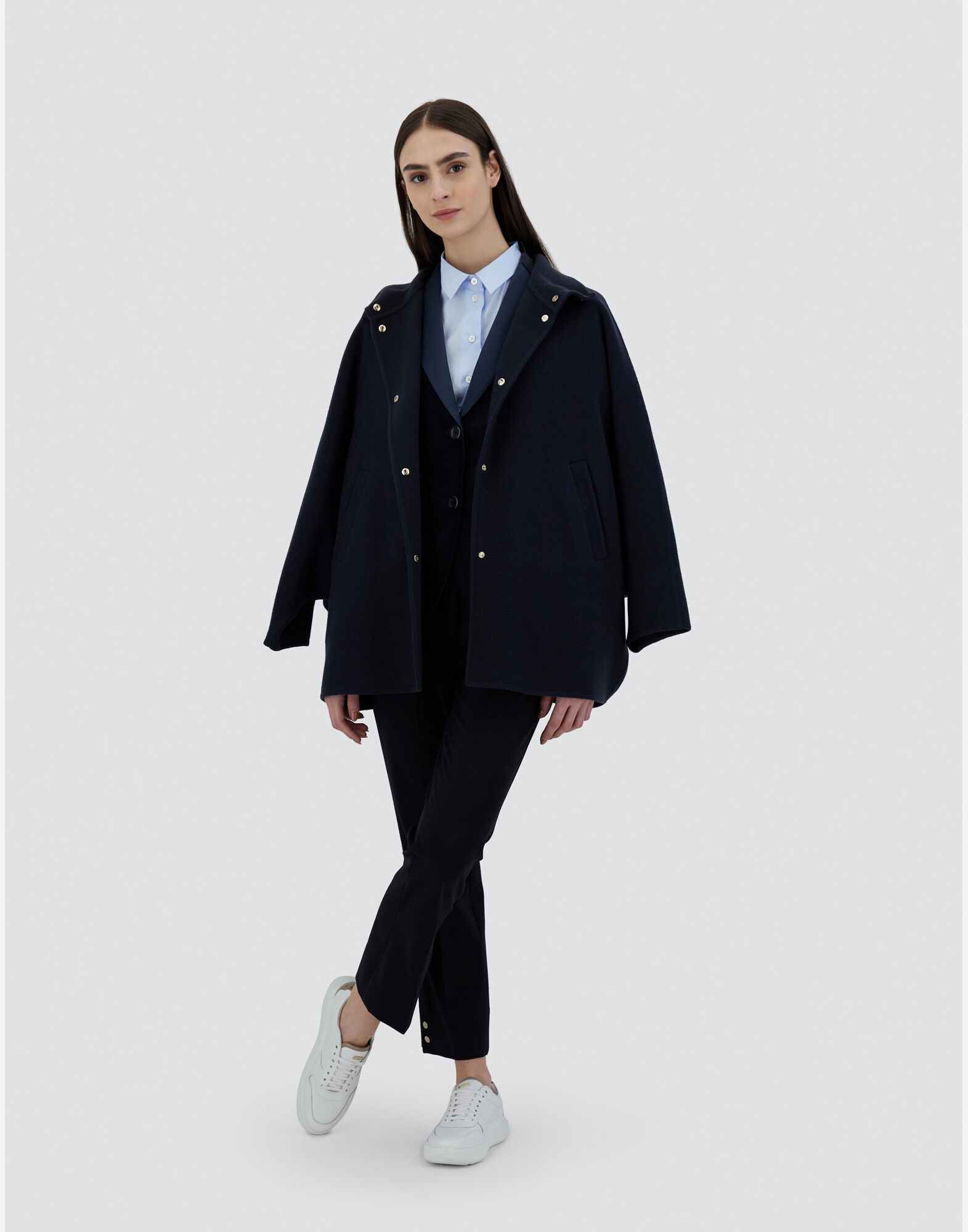 COAT IN NEW MODERN WOOL in Navy Blue for Women | Herno®