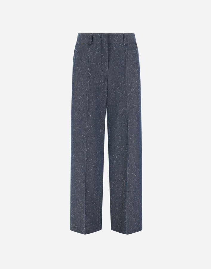 Herno DENIM-EFFECT WOOL TROUSERS Navy Blue PT000282D133379200