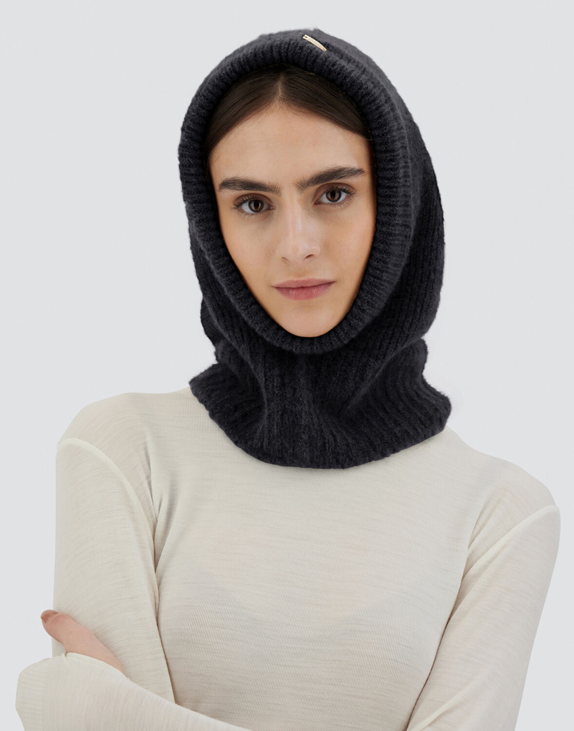 Herno Balaclava In Plain Alpaca Wool In Black