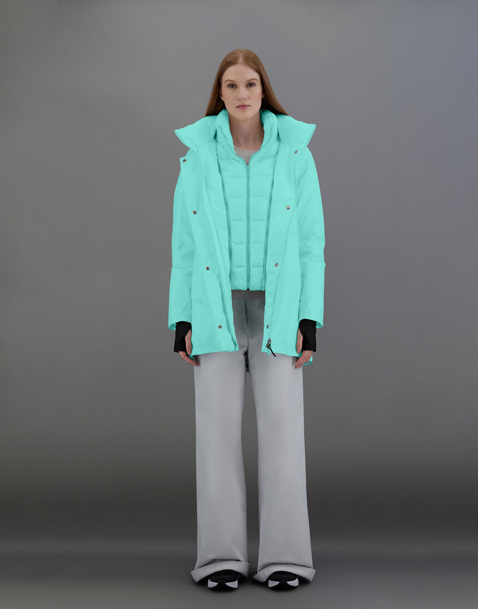 LAMINAR A SHAPE JACKET IN 2 LAYERS GORE TEX in Pastel Green for Women Herno