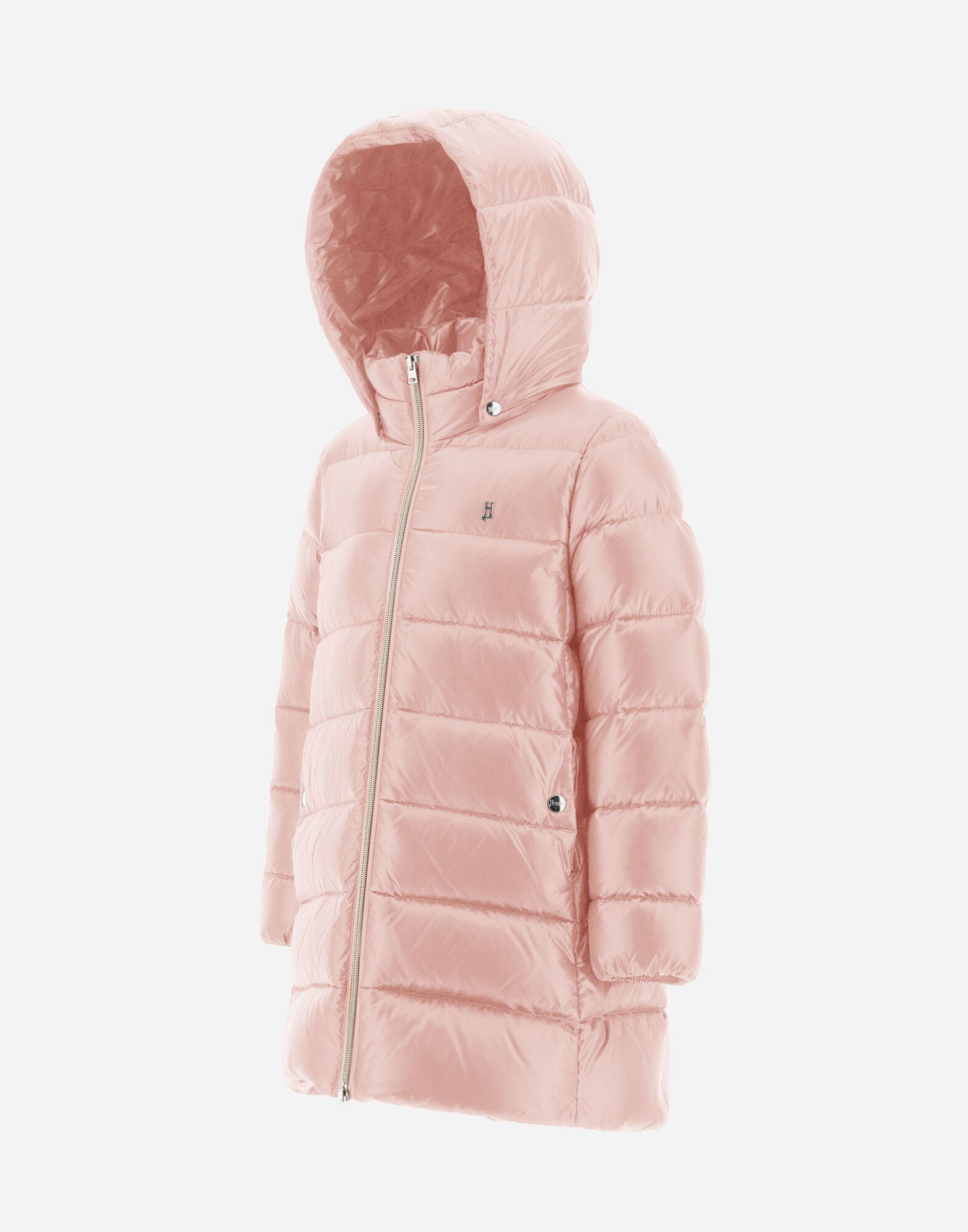 PIUMINO LUNGO C CAPPUCCIO STACCABILE in Light Pink for Girls Herno