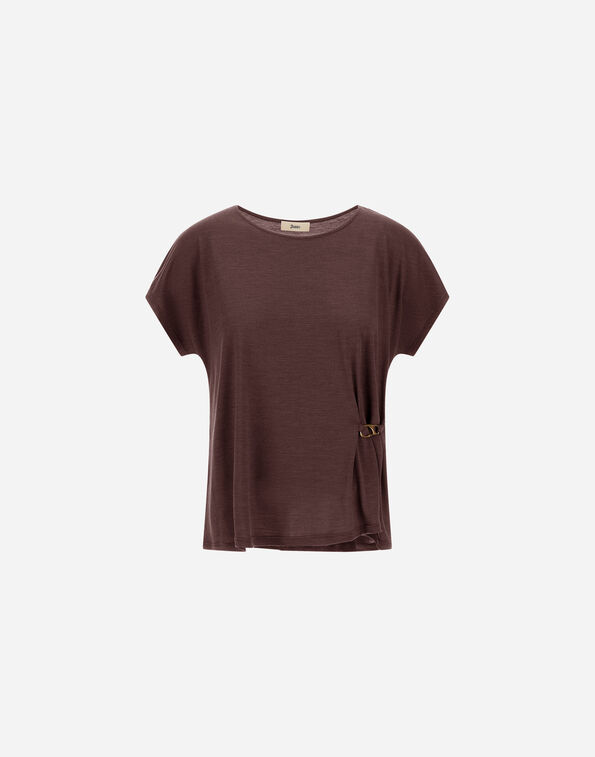 Herno T-SHIRT IN SILK AND WOOL JERSEY Dark Brown JG000343D520998800