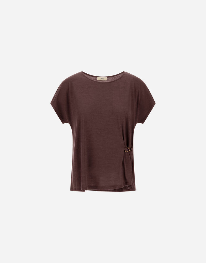 Herno T-SHIRT IN SILK AND WOOL JERSEY Dark Brown JG000343D520998800