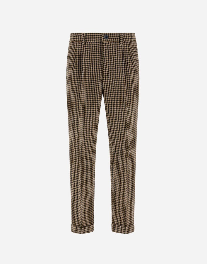 TROUSERS IN HOUNDSTOOTH WOOL AND COTTON Herno Herno TROUSERS IN HOUNDSTOOTH WOOL AND COTTON Blue/Military PT000151U334649277