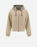 Herno HOODED CARDIGAN IN DOUBLE SWEATER & MONOGRAM Camel JC000041D500532155