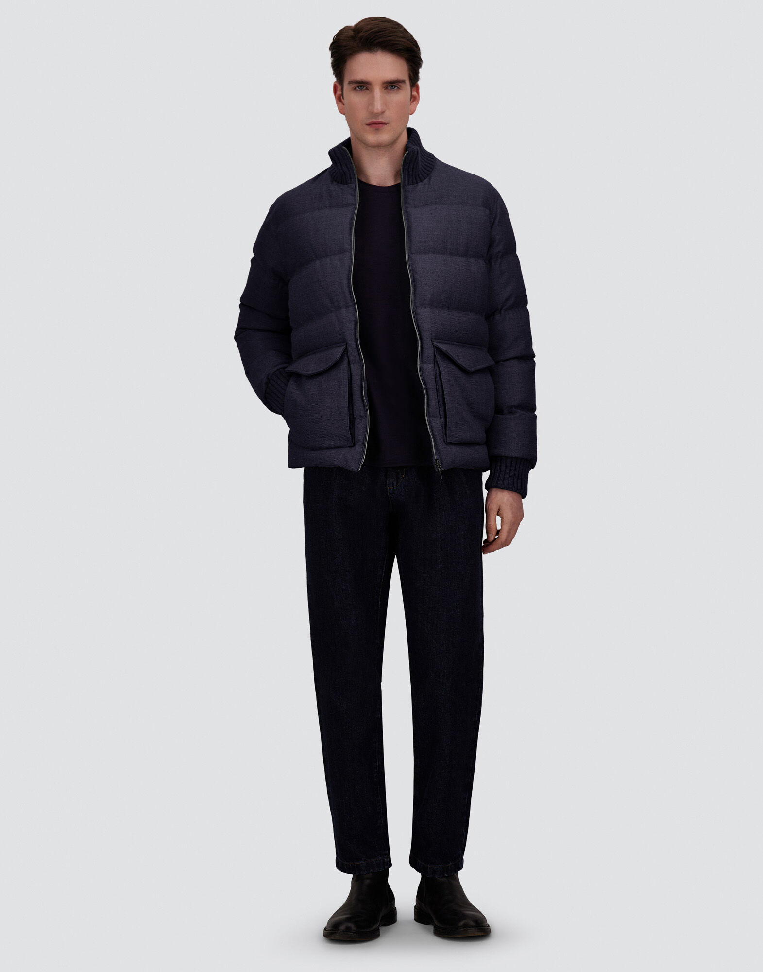 Herno ジャケット 10A メンズ ヴァージンウール ツイード ジャケット ネイビーブルー | Herno