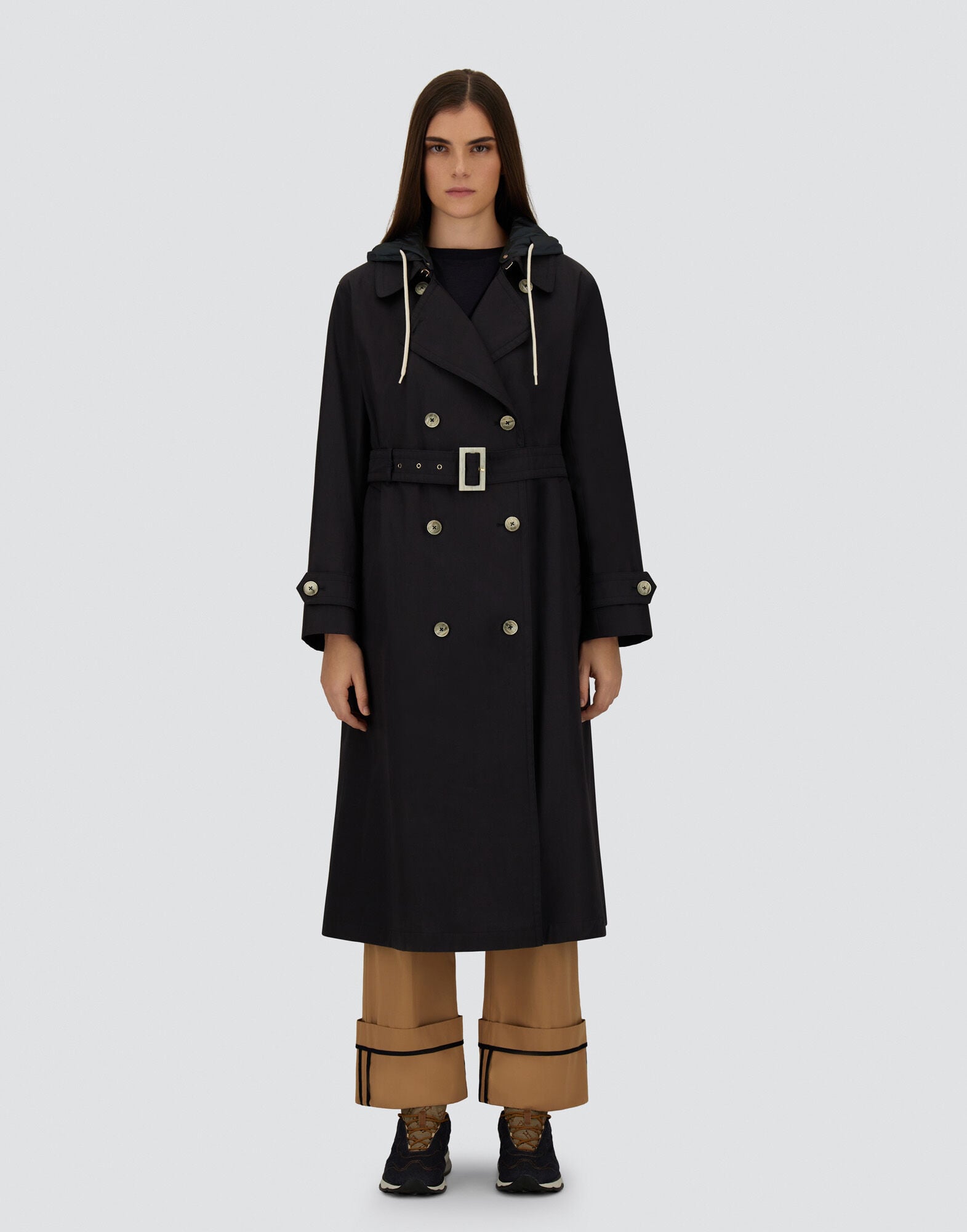 TRENCH COAT IN DEAN AND NEW TECHNO TAFFETÀ in Navy Blue for Women