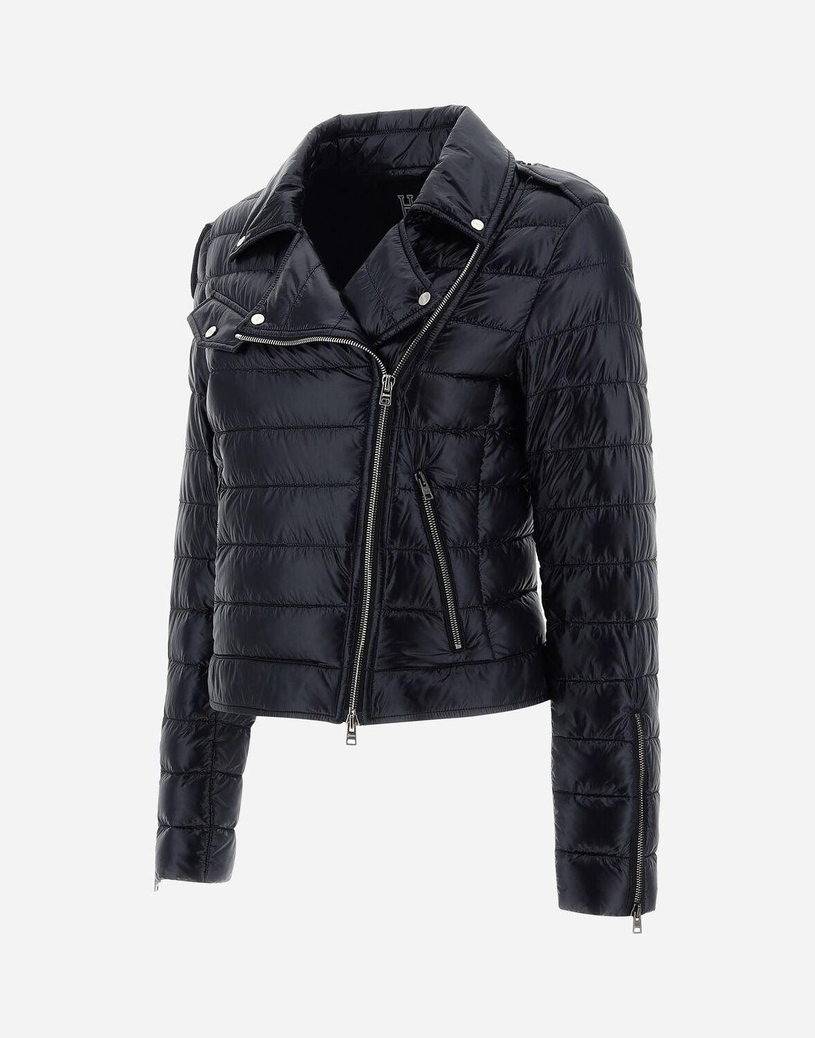 Herno Ultralight Nylon Down Motorcycle Jacket In Black