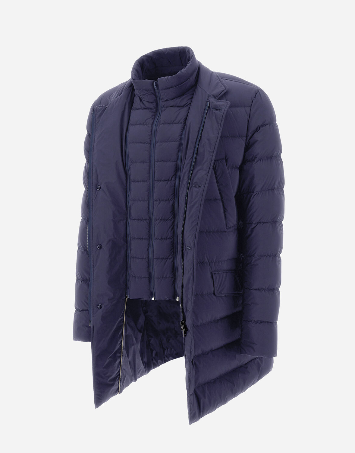 Herno Midnight Blue Polyester Down Jacket In Animal Print