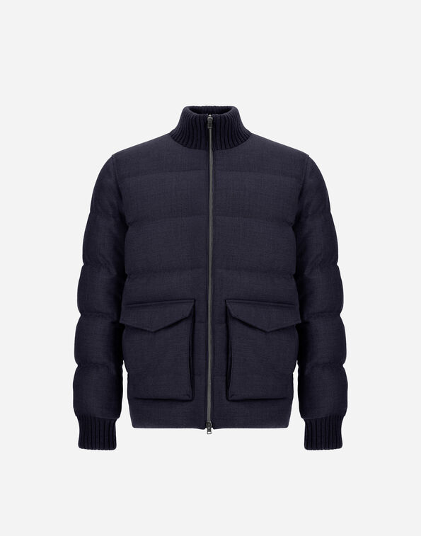 Herno WOOL TWEED BOMBER JACKET Navy Blue PI001412U334669200